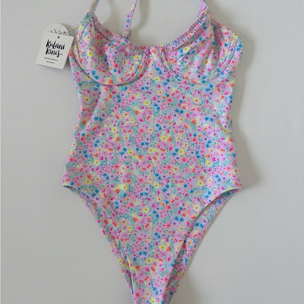 Kulani Kinis Floral One-Piece Swimsuit in Pastel Pink